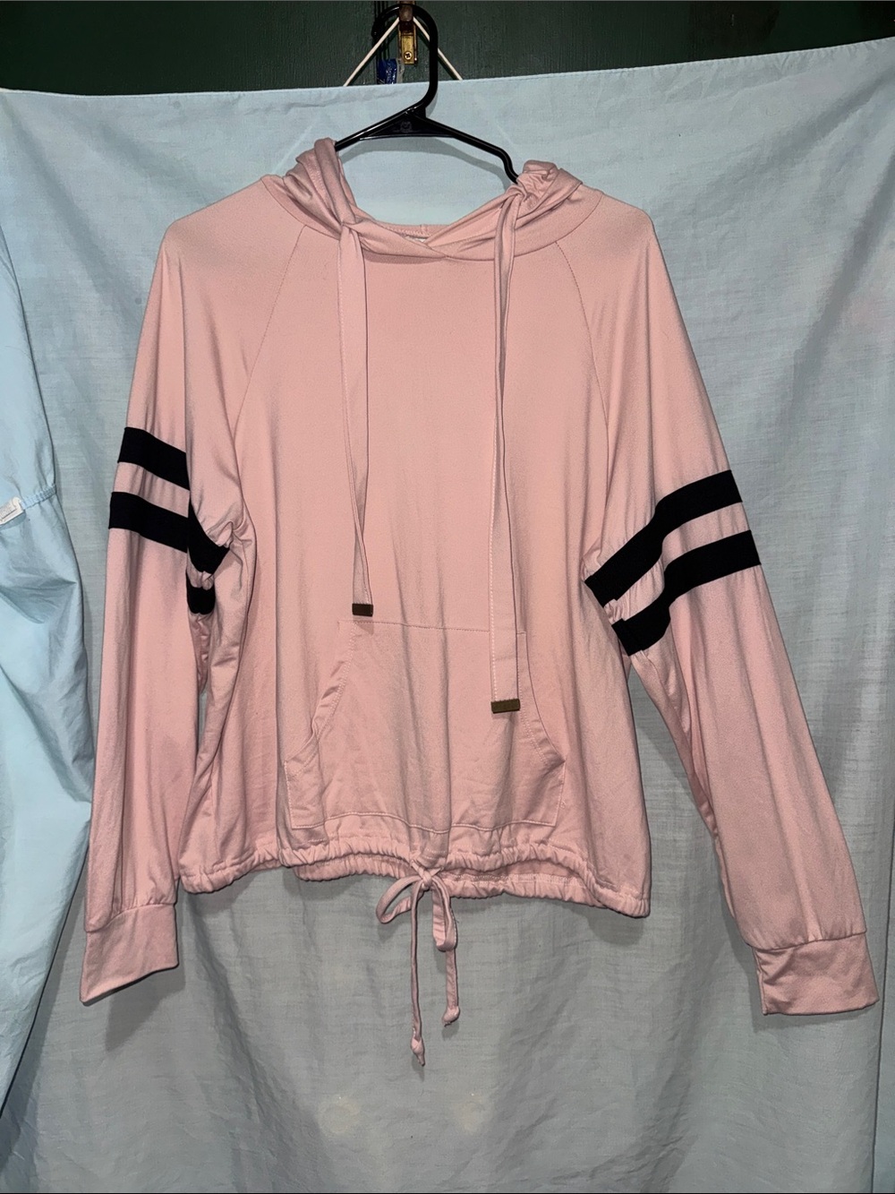 Pink and Black Striped Hoodie